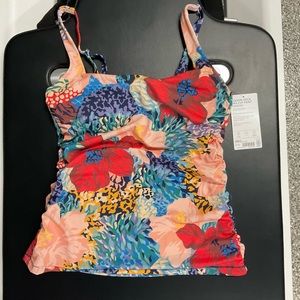Womens Athleta Square Neck Bra Cup Print Tankini, 36 B/C, New With Tags
